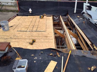 Flat Roof Deck Repair in Progress